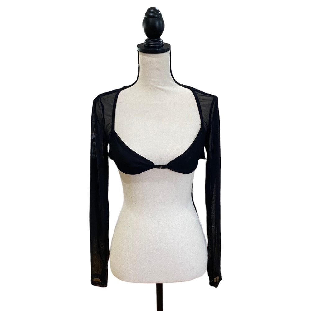 Y2K Sheer Sleeve & Back Long Sleeve Cropped Top